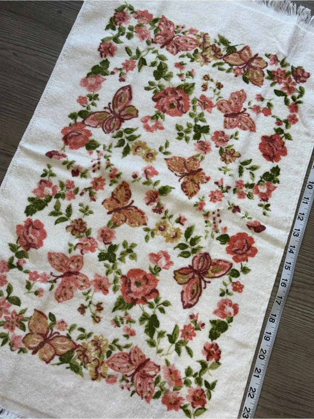 Vintage Canon Monticello Fringe Butterfly & Floral Hand Towel
